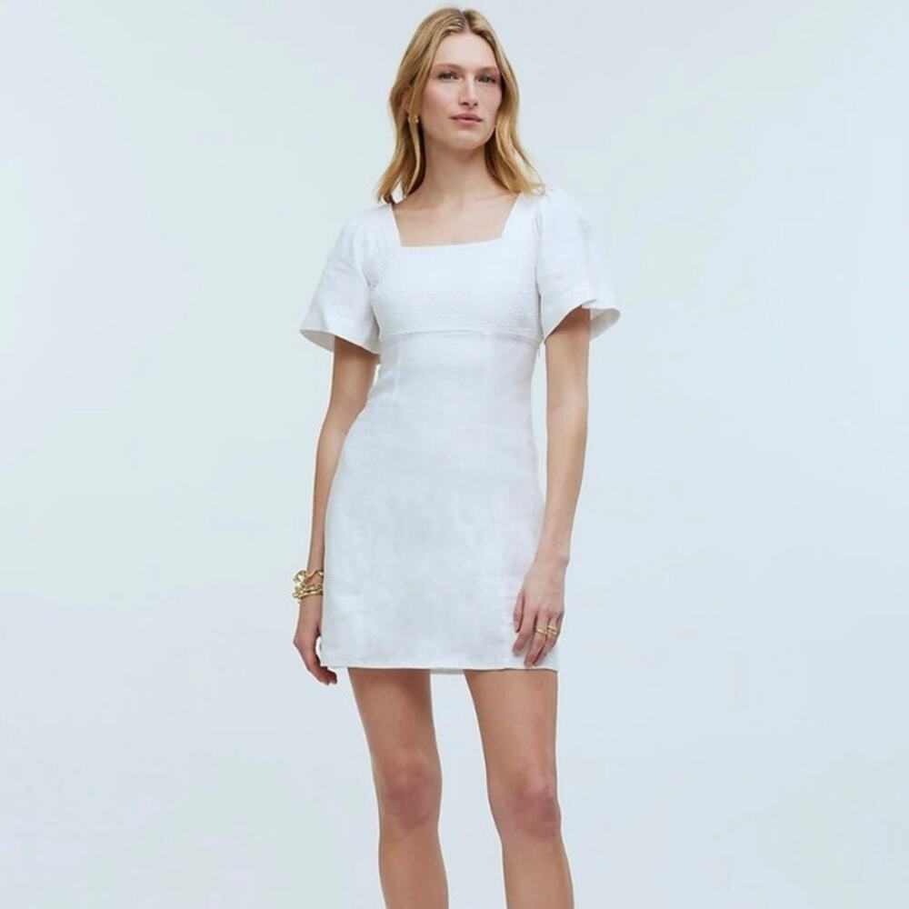 NWT Madewell Square-Neck Mini Dress in 100% Linen Size 00